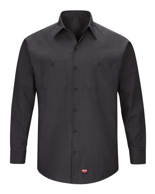Red Kap Men's Mimix™ Long Sleeve Work Shirt in Black, front view