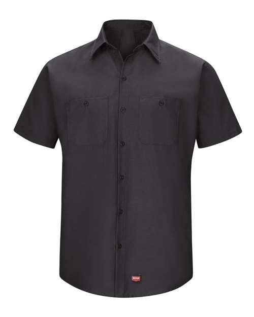 Red Kap Men's Mimix™ Short Sleeve Work Shirt in Black, front view
