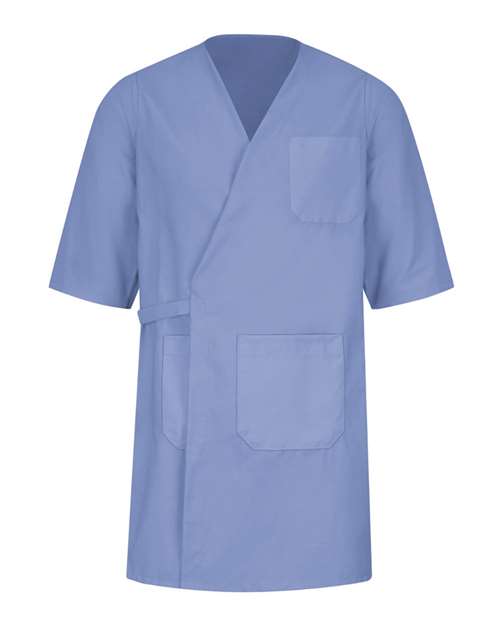 Red Kap Men's Collarless Butcher Wrap in Light Blue, front view
