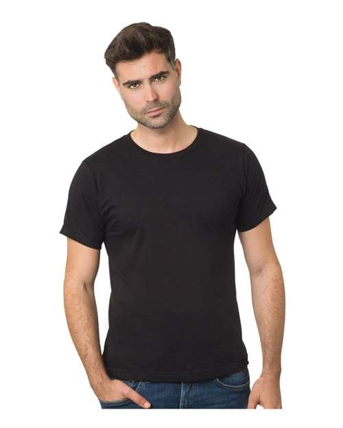 Bayside Unisex Fine Jersey T-Shirt in Black, front view