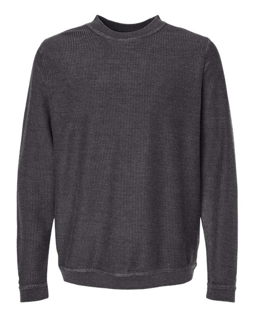 Boxercraft Unisex Corded Crewneck Sweatshirt in Black, front view