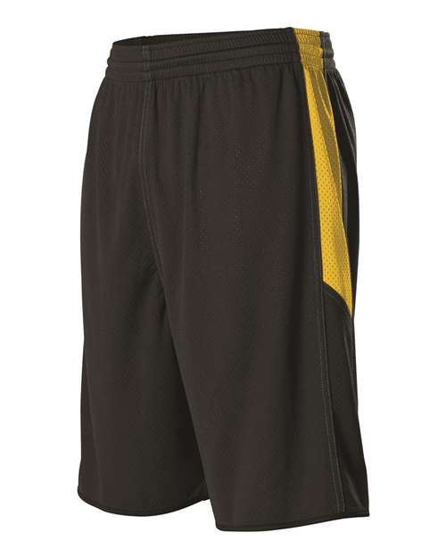 Alleson Athletic Youth Single Ply Reversible Shorts in Black/Gold