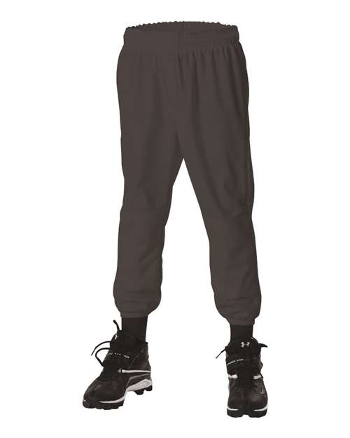 Alleson Athletic Men's Pull-Up Baseball Pants in Black, front view