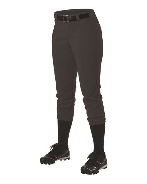 Alleson Athletic Girls' Fastpitch Softball Pants with Belt Loops in Black