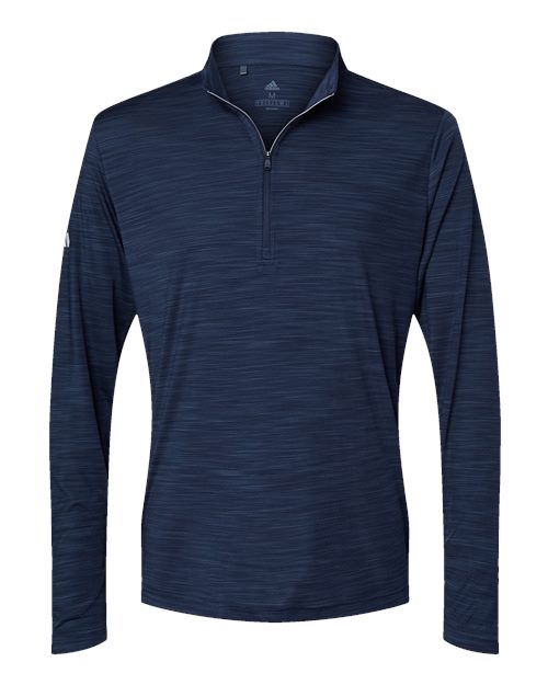 Adidas Men's Lightweight Mélange Quarter-Zip Pullover in Collegiate Navy Melange, front view