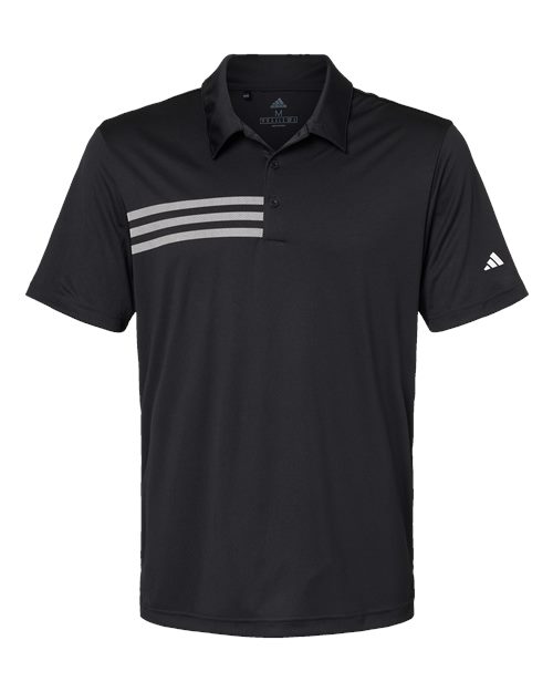 Adidas Men's 3-Stripes Chest Polo in Black/White, front view