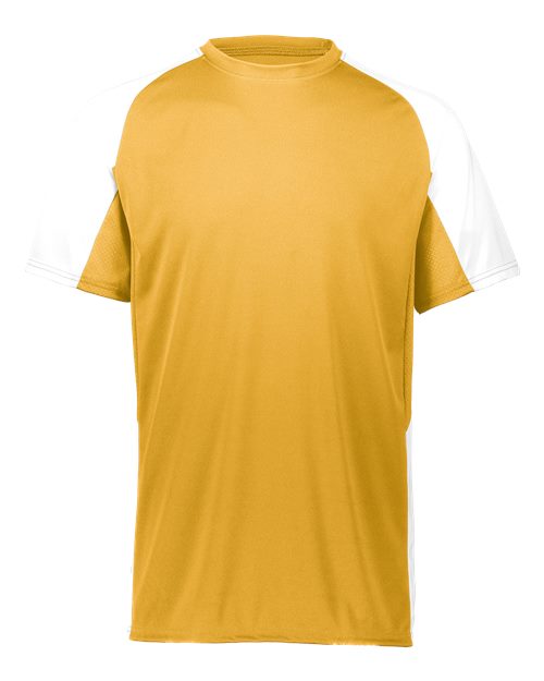 Augusta Sportswear Youth Cutter Jersey in Athletic Gold/White, front view