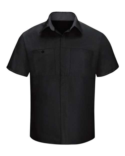 Red Kap Men's Tall Performance Plus Short Sleeve Shirt with Oilblok Technology in Black/Charcoal