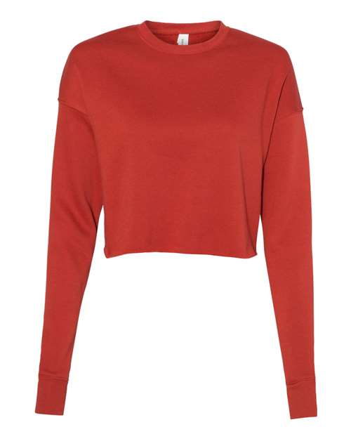 BELLA + CANVAS Women's Crop Crewneck Sweatshirt in Brick