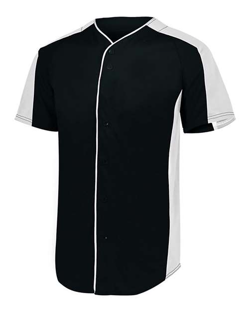 Augusta Sportswear Men's Full Button Baseball Jersey in Black/White