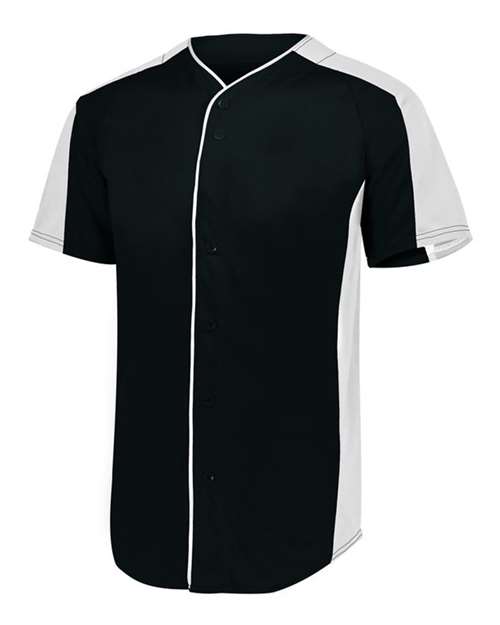 Augusta Sportswear Youth Full Button Baseball Jersey in Black/White