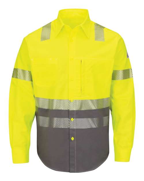 Bulwark Men's Hi-Visibility Color Block Uniform Shirt - EXCEL FR® ComforTouch® - 7 oz. in Yellow
