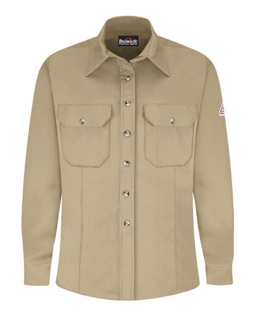 Bulwark Women's Midweight Dress Uniform Shirt in Khaki, front view