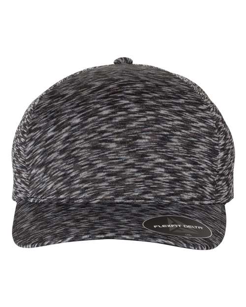 Flexfit Delta® Seamless Unipanel Cap in Mélange Black, front view