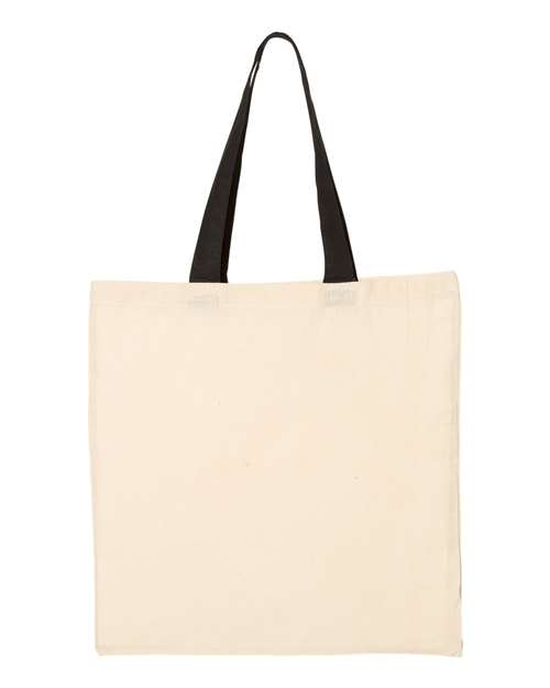 Q-Tees Economical Tote with Contrast-Color Handles in Natural/Black, front view