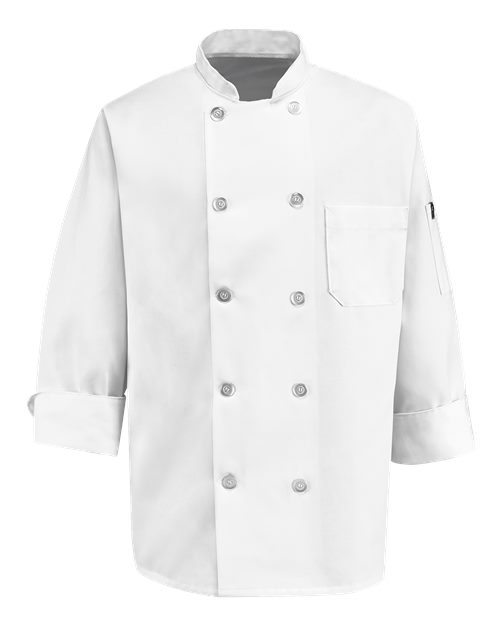 Chef Designs Ten Pearl Button Chef Coat in White