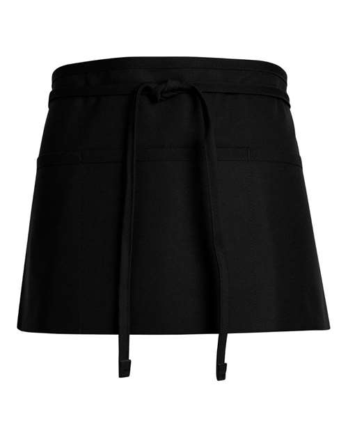Chef Designs Waist Apron in Black, front view