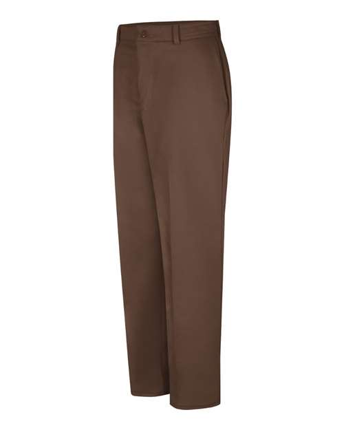 Red Kap Men's Wrinkle-Resistant Cotton Work Pants in Brown - Unhemmed