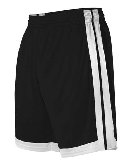 Alleson Athletic Youth Single Ply Basketball Shorts in Black/White