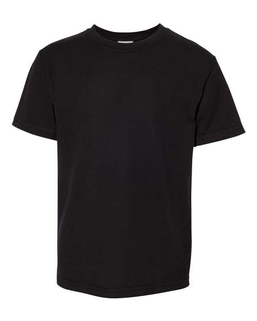 ComfortWash by Hanes Youth Garment-Dyed T-Shirt in Black, front view