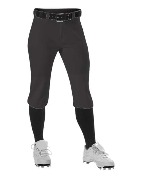 Alleson Athletic Girls' Fastpitch Knicker Pants in Black, front view