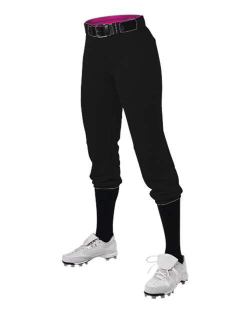 Alleson Athletic Girls' Premium Fastpitch Softball Pants with Belt Loops in Black