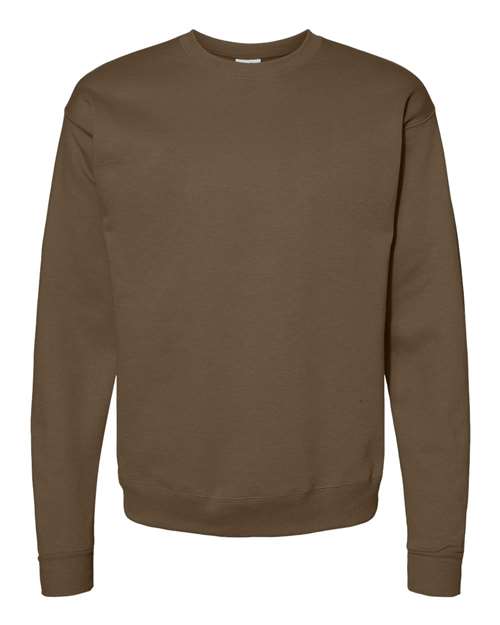 Hanes Unisex EcoSmart® Crewneck Sweatshirt in Army Brown, front view