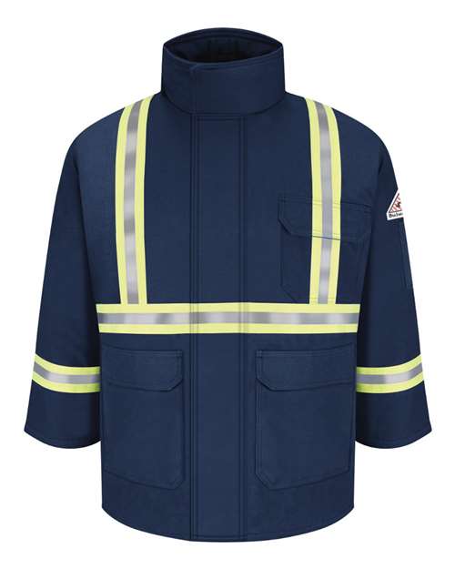 Bulwark Men's Deluxe Parka With Reflective Trim - EXCEL FR® ComforTouch in Navy