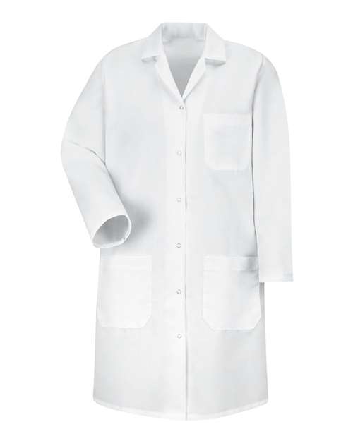 Red Kap Women's Gripper Front Lab Coat in White, front view