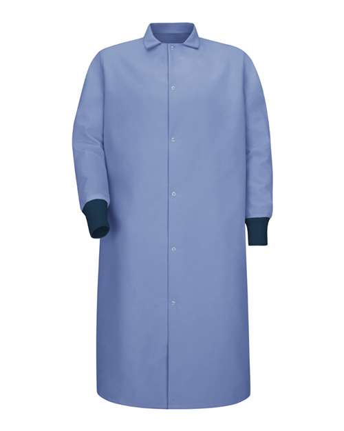 Red Kap Unisex Gripper-Front Pocketless Butcher Coat With Knit Cuffs in Light Blue