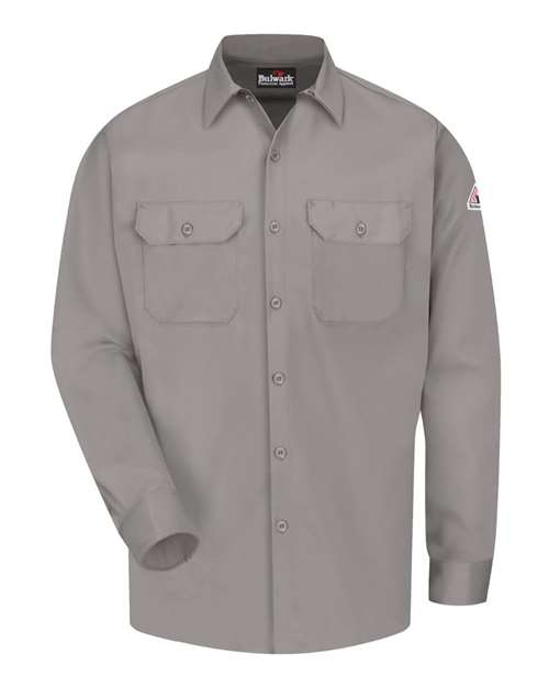 Bulwark Men's Tall Work Shirt - EXCEL FR® ComforTouch in Grey, front view