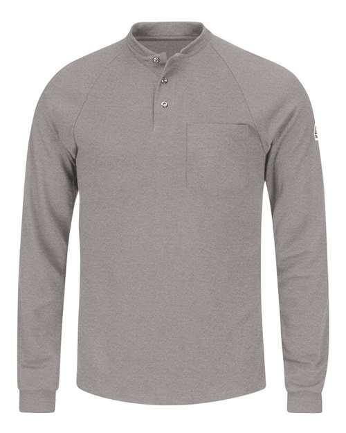 Bulwark Men's Long Sleeve Henley Shirt- CoolTouch®2 in Grey
