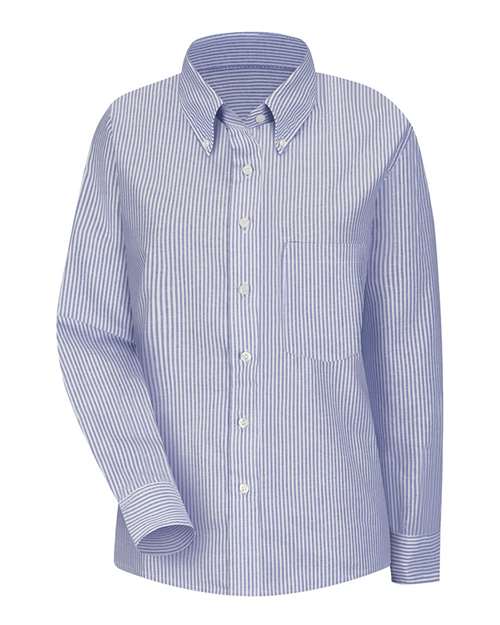Red Kap Women's Executive Dress Shirt in Blue/White Stripe