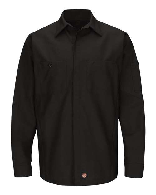 Red Kap Men's Tall Long Sleeve Automotive Crew Shirt in Black