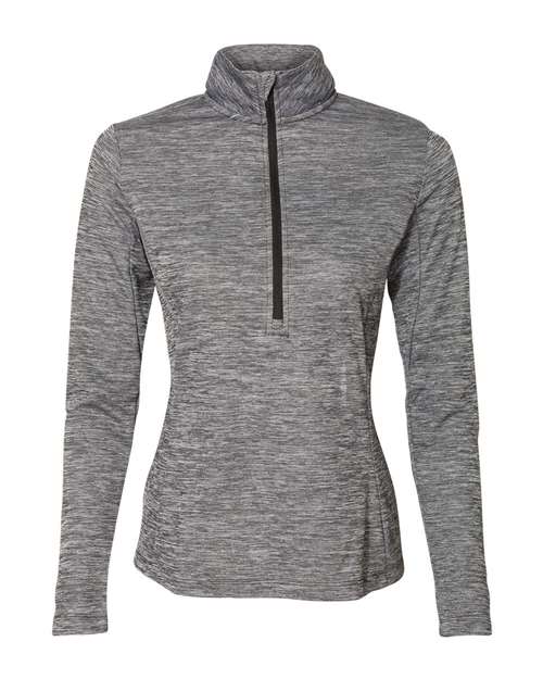 Russell Athletic Women's Striated Quarter-Zip Pullover in Black, front view