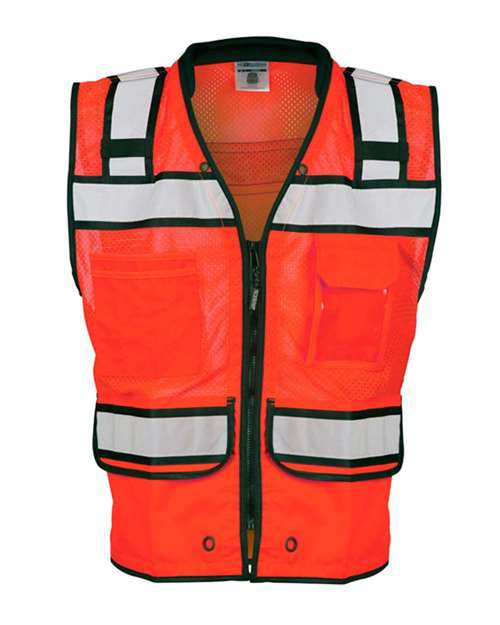 Kishigo Unisex High-Performance Surveyors Vest in Fluorescent Red (S5704), front view