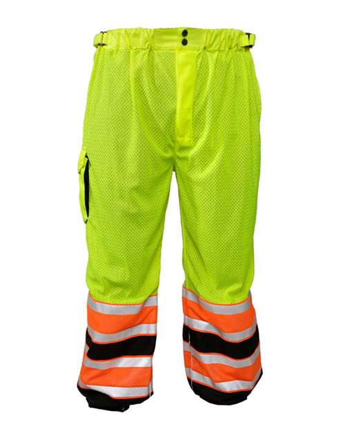 Kishigo Men's Premium Brilliant Series® Ultimate Reflective Mesh Pants in Lime, front view