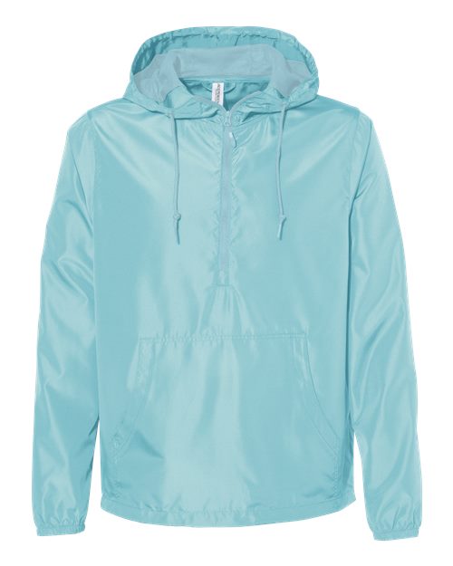 Independent Trading Co. Unisex Lightweight Quarter-Zip Windbreaker Pullover Jacket in Aqua, front view