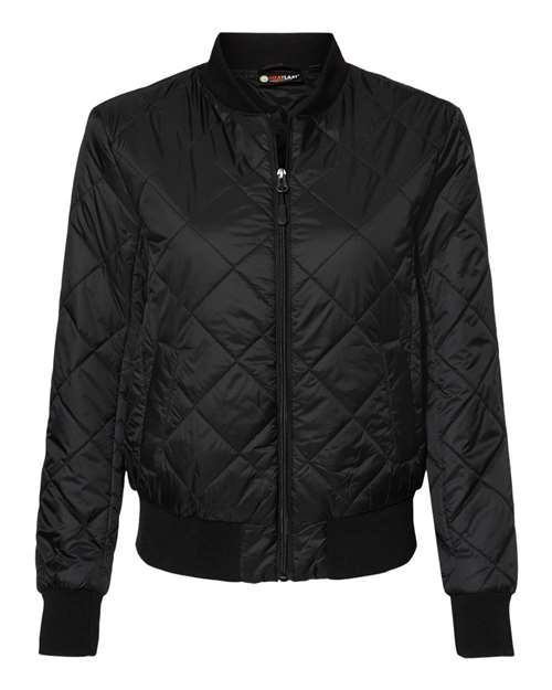 Weatherproof Women's HeatLast™ Quilted Packable Bomber in Black, front view