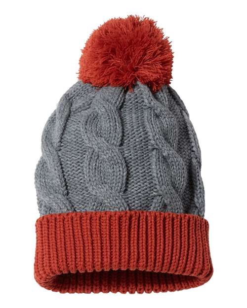 Richardson Chunk Twist Cuffed Beanie in Heather Grey/Rust