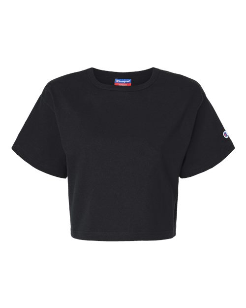 Champion Women's Heritage Jersey Cropped Cotton T-Shirt in Black