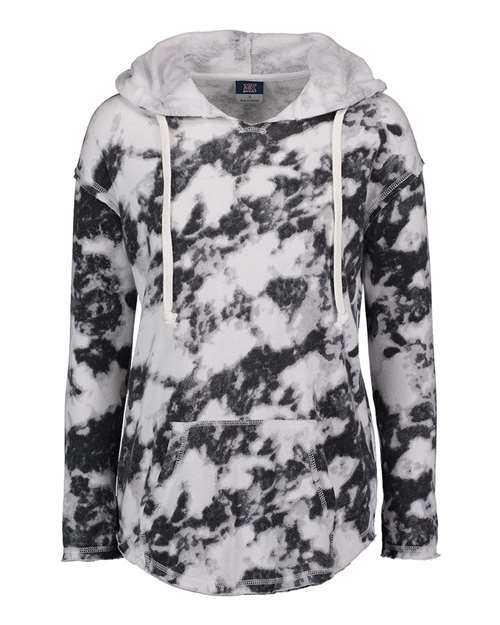 MV Sport Women's Angel Terry Nora Pullover in Greyscale Tie Dye, front view