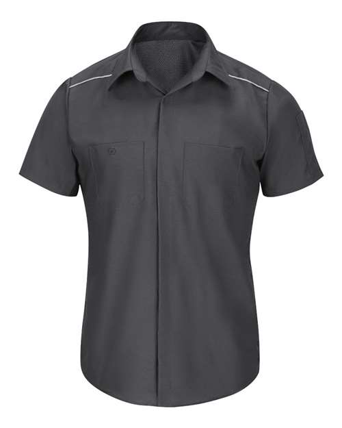 Red Kap Men's Tall Short Sleeve Pro Airflow Work Shirt in Charcoal, front view