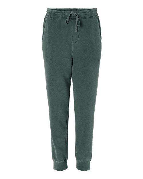 Independent Trading Co. Unisex Pigment-Dyed Fleece Sweatpants in Pigment Alpine Green, front view