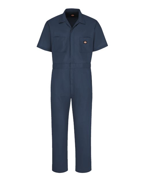 Dickies Men's Short Sleeve Coverall in Dark Navy, front view