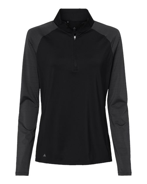 Adidas Women's Ultimate365 Lightweight Raglan Quarter-Zip Pullover in Black, front view