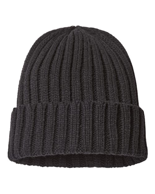 Atlantis Headwear Sustainable Cable Knit Cuffed Beanie in Black