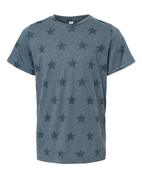 Code Five Youth Star Print Tee in Denim Star
