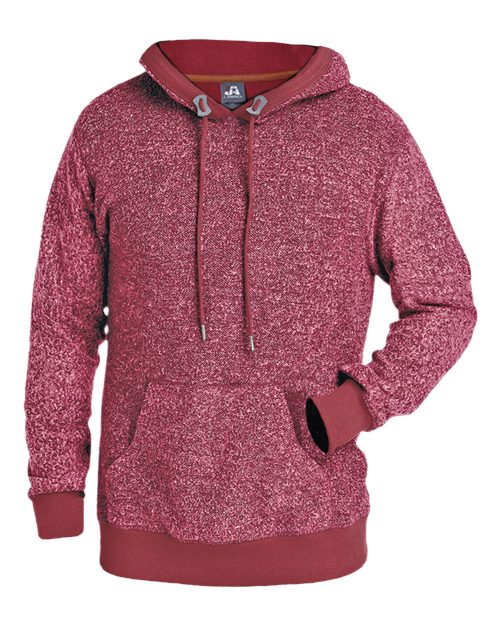 J. America Men's Aspen Fleece Hooded Sweatshirt in Burgundy Speck, front view