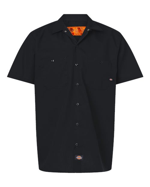 Dickies Men's Tall Industrial Short Sleeve Work Shirt in Black, front view